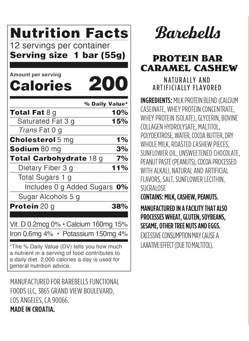 Barebells Caramel Cashew Protein Bar 55g (20g Protein) - Image 5