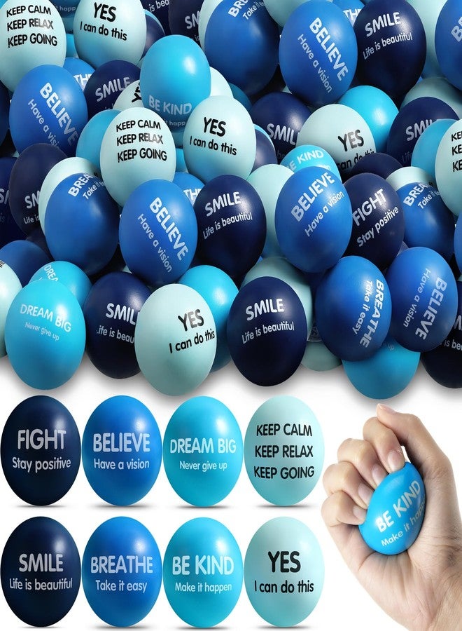 Liliful 48 Pcs Motivational Stress Balls Bulk Inspirational Squeeze Balls for Adults Anxiety Relief Fidget Toys Office Employee Gifts Classroom Rewards 2.2 Inch (Blue) - Image 1