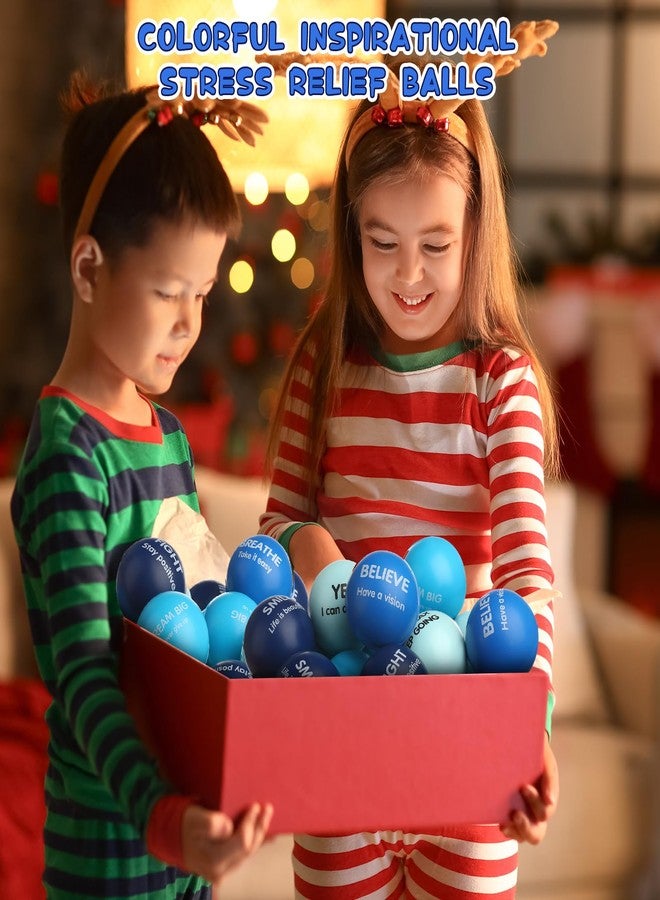 Liliful 48 Pcs Motivational Stress Balls Bulk Inspirational Squeeze Balls for Adults Anxiety Relief Fidget Toys Office Employee Gifts Classroom Rewards 2.2 Inch (Blue) - Image 4