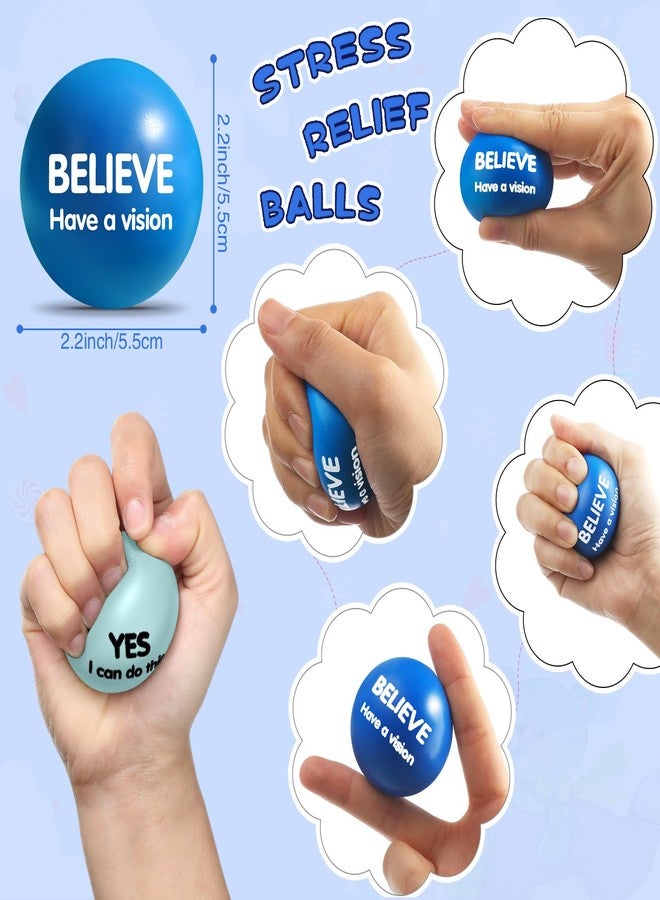 Liliful 48 Pcs Motivational Stress Balls Bulk Inspirational Squeeze Balls for Adults Anxiety Relief Fidget Toys Office Employee Gifts Classroom Rewards 2.2 Inch (Blue) - Image 5