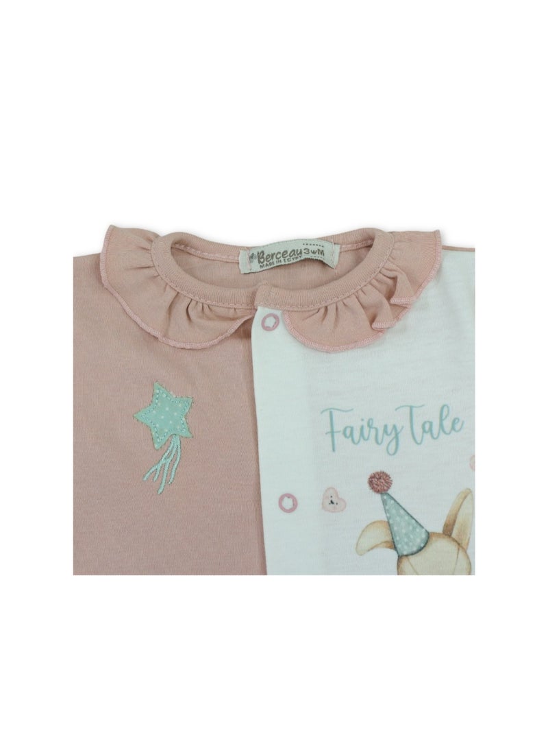 Berceau Baby Girls Cotton Romper – Dusty Pink with Rabbit Print - Image 3