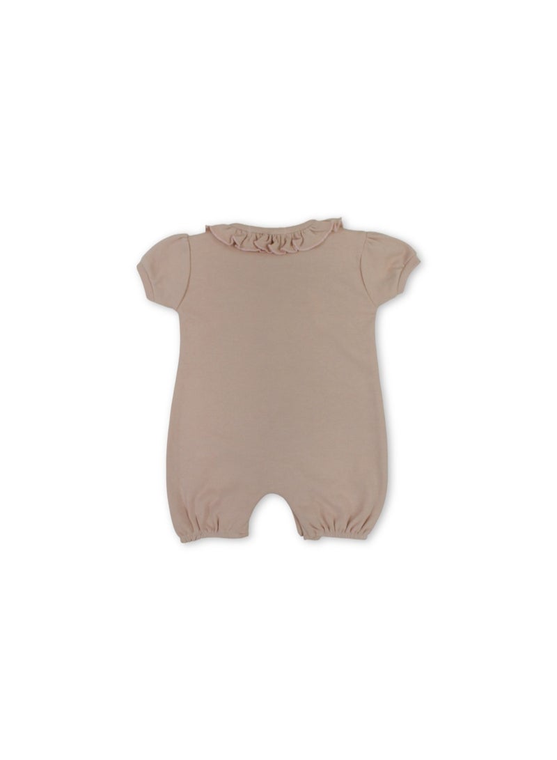 Berceau Baby Girls Cotton Romper – Dusty Pink with Rabbit Print - Image 1