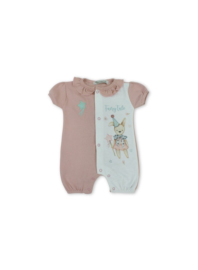 Berceau Baby Girls Cotton Romper – Dusty Pink with Rabbit Print - Image 2