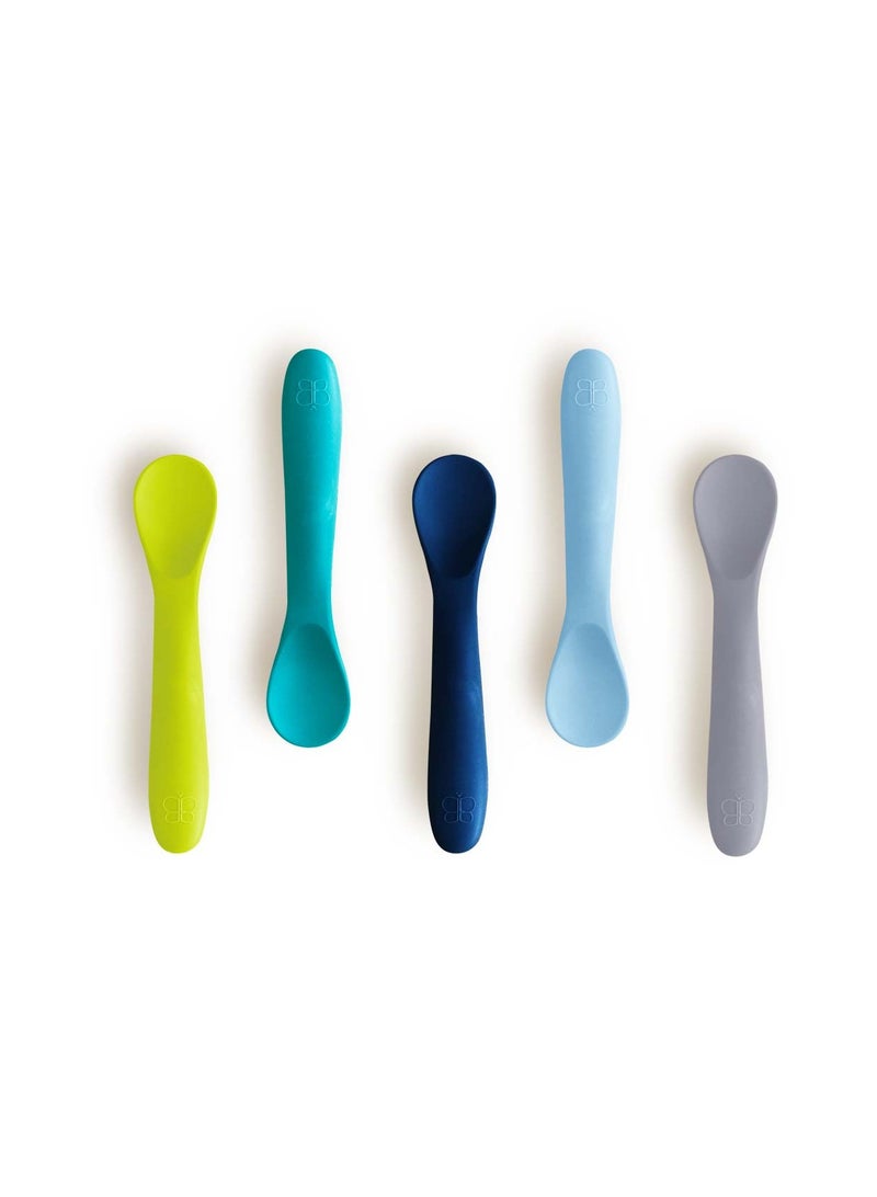 bbluv bblüv Silicone Baby Spoons Set - Soft, BPA-Free, Gum-Friendly, Dishwasher Safe, 5-Pack, 4M+ Infant Feeding Essentials, Durable & Stain-Resistant – Multicolor - Image 1