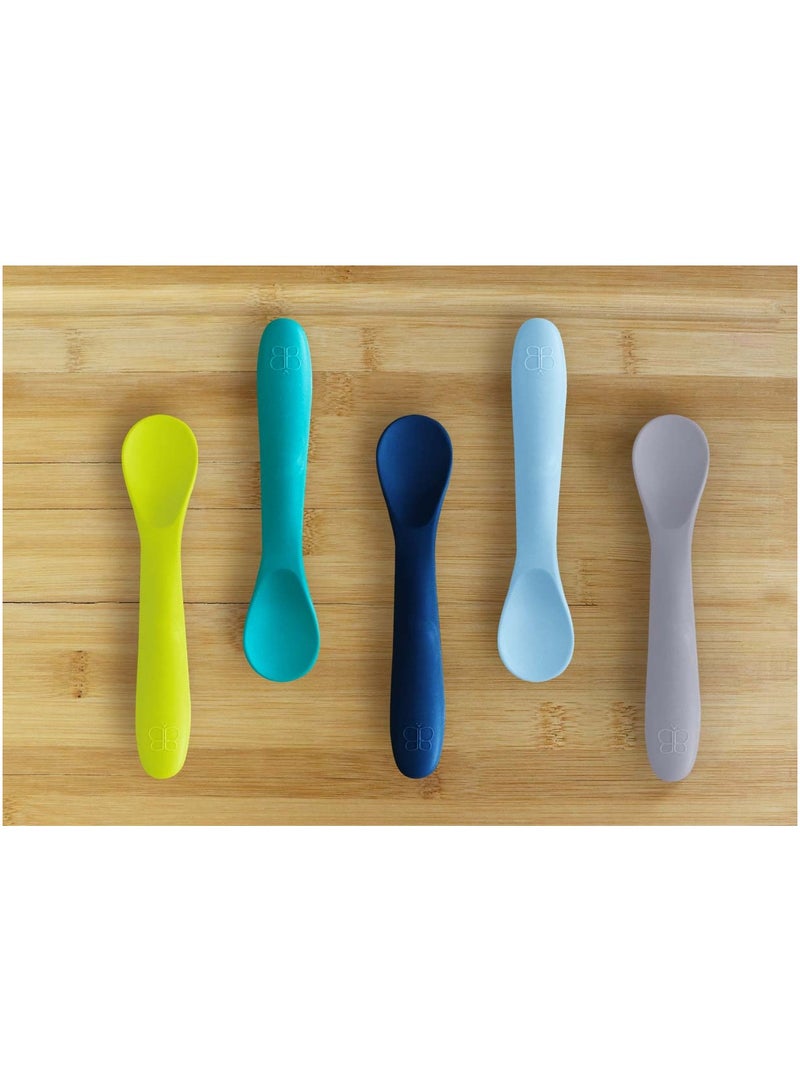 bbluv bblüv Silicone Baby Spoons Set - Soft, BPA-Free, Gum-Friendly, Dishwasher Safe, 5-Pack, 4M+ Infant Feeding Essentials, Durable & Stain-Resistant – Multicolor - Image 4