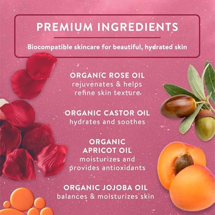 Badger Rose Face Cleansing Oil, Organic Facial Cleanser & Makeup Remover, Non-Greasy Moisturizing Skin Balancing Gentle Face Cleanser w/Pure Rose Oil, 2 fl oz Glass Bottle - Image 3