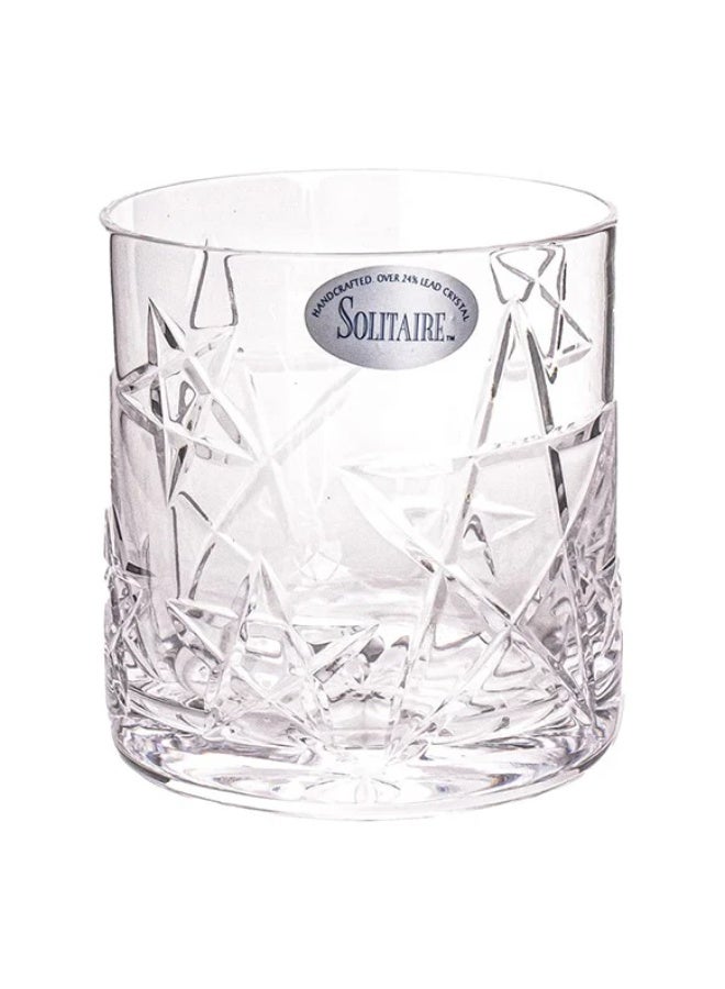 سوليتير طقم كاسات كريستال قصيرة 6 قطع - شفاف بنقوش نجمية، صناعة هندية