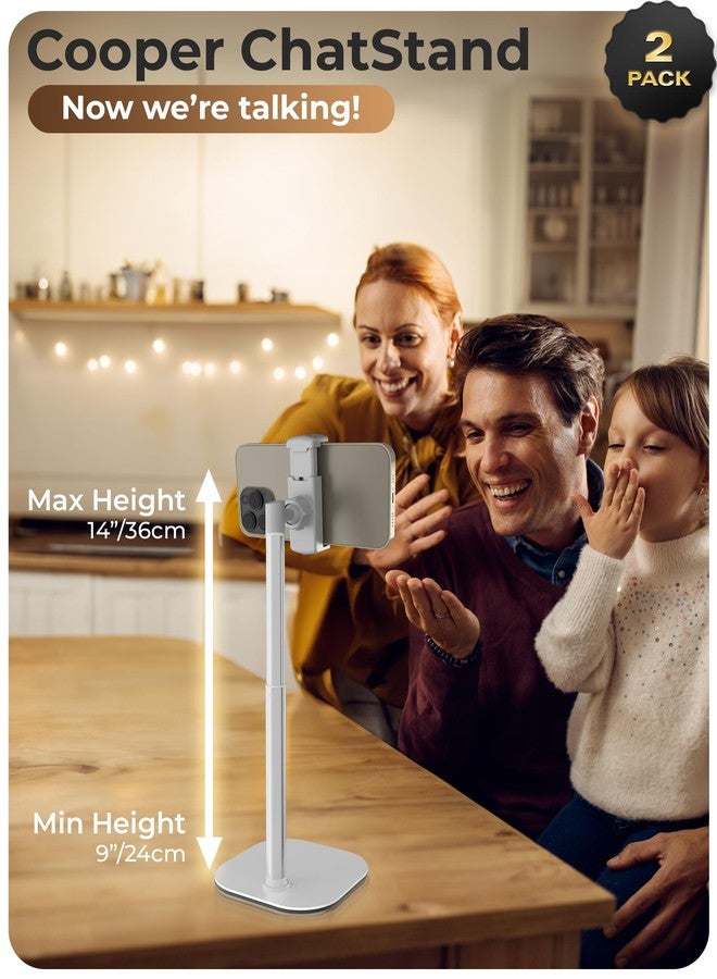 Cooper ChatStand, [Gift Family Pack], Adjustable Cell Phone Stand for Desk, Phone Stand for Recording, iPhone Holder, Small Tripod for iPhone, Fits Samsung, Android Smartphones, (Frost White, 2-Pack) - Image 2