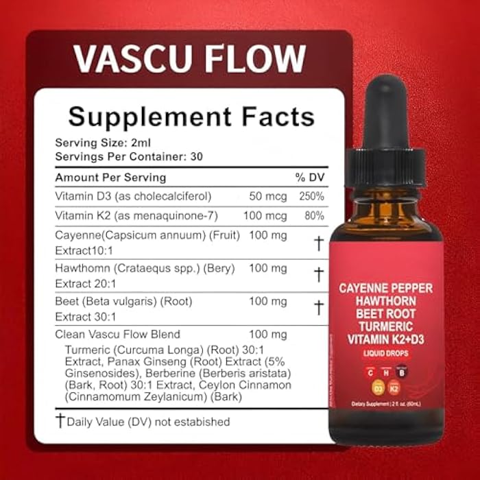 Pepper Drops Supplement Liquid 60ml Herbal Supplements Pepper Hawthorn Beet Root Turmeric Curcumin, Vitamin K2 & D3 Extract Organic - Image 2