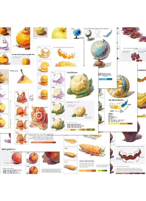 96 Still Life Monomer Color Note Sticker Universal Color Formula Student Recommend Decoration Mobile Phone Case Notebook-Color:48 Sheets [1 Set Non-repeating] + Storage Box Purchased From The [great Value And Low Price]
