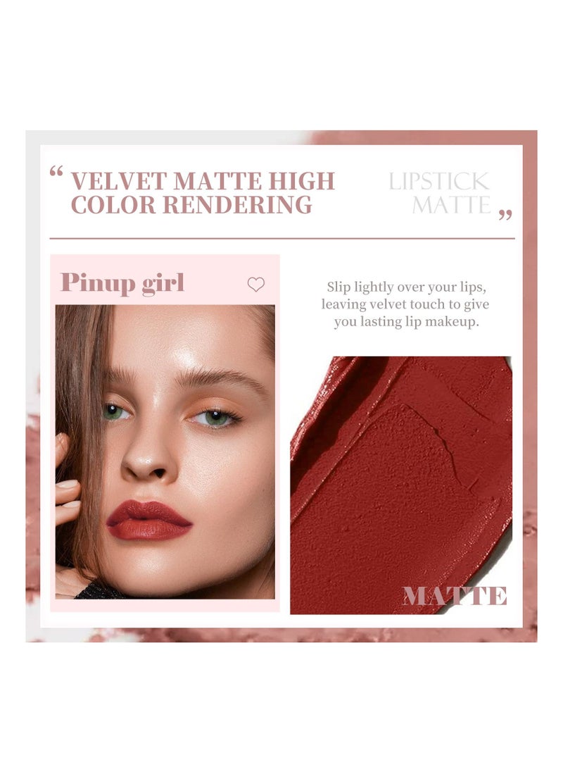 Sheloves - Lipstick Matte Waterproof Nude Long Lasting Velvet Finish ,Color Riche,Non-Drying, Intense Pigment,Soft，Silk，Smooth Pigment -Mini Lady Bag Lipstick With Mirror For Women/Girls As Gift - Image 1