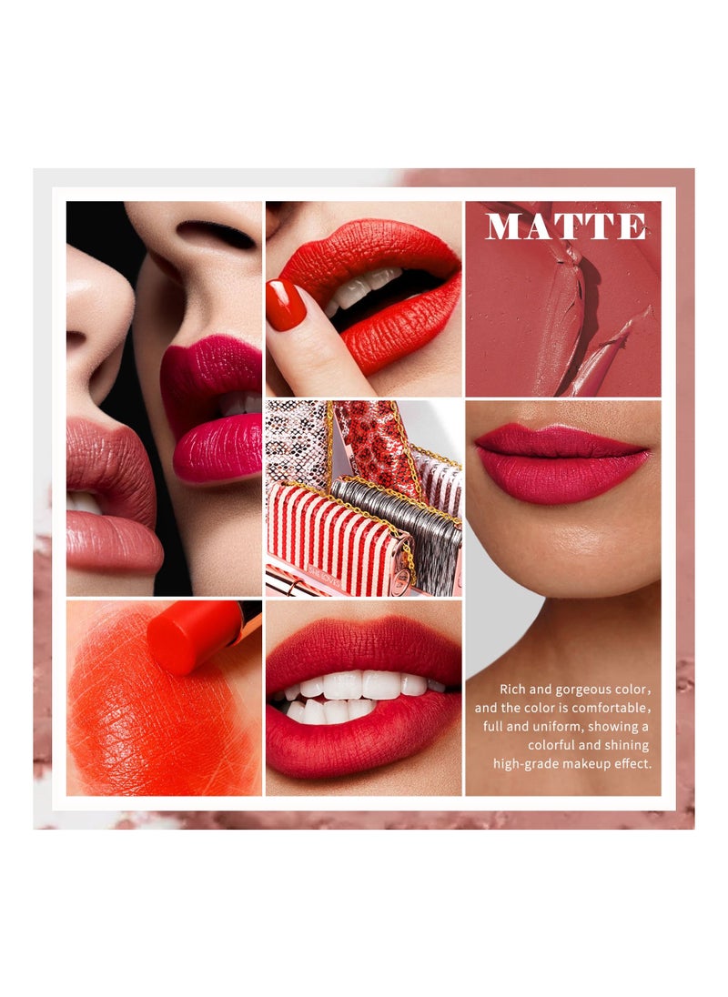 Sheloves - Lipstick Matte Waterproof Nude Long Lasting Velvet Finish ,Color Riche,Non-Drying, Intense Pigment,Soft，Silk，Smooth Pigment -Mini Lady Bag Lipstick With Mirror For Women/Girls As Gift - Image 1