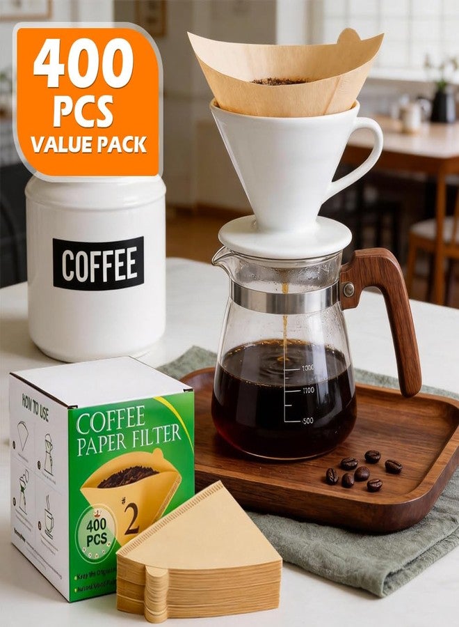 BYKITCHEN 400PCS Cone Coffee Filters 02, Disposable Natural Unbleached Pour Over Paper Coffee Filter Cone Shaped #2, Compatible with Pour Over Dripper & Drip Coffee Maker Filter Basket(1-4 Cup) - Image 3