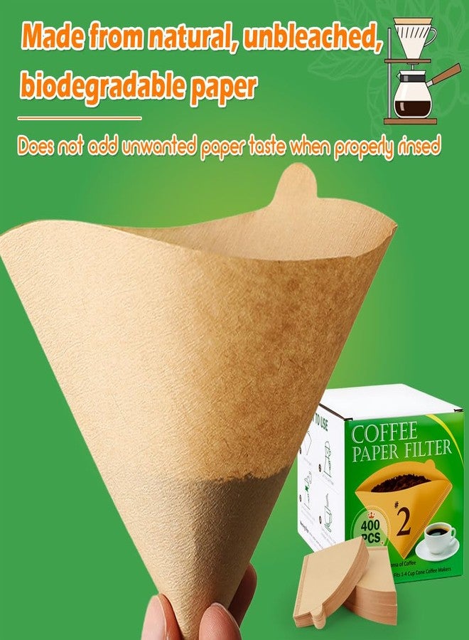 BYKITCHEN 400PCS Cone Coffee Filters 02, Disposable Natural Unbleached Pour Over Paper Coffee Filter Cone Shaped #2, Compatible with Pour Over Dripper & Drip Coffee Maker Filter Basket(1-4 Cup) - Image 4