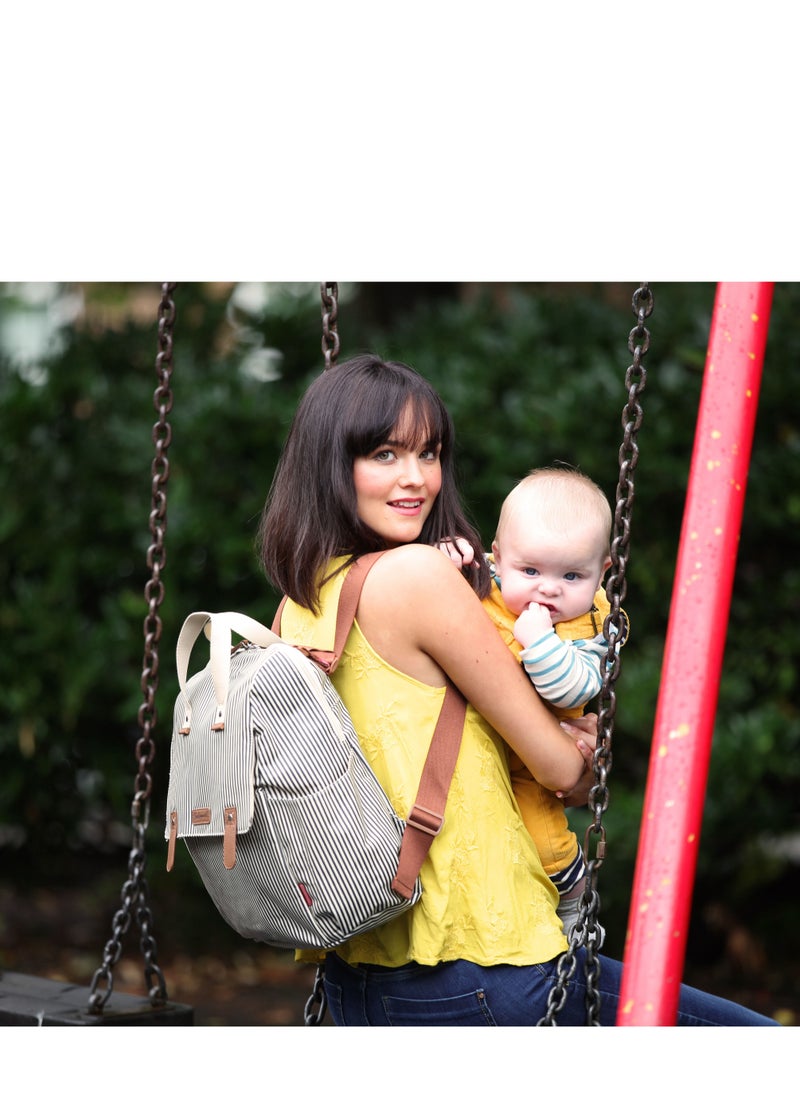 Babymel - Robyn Convertible Diaper Bag - Navy Stripe - Image 1