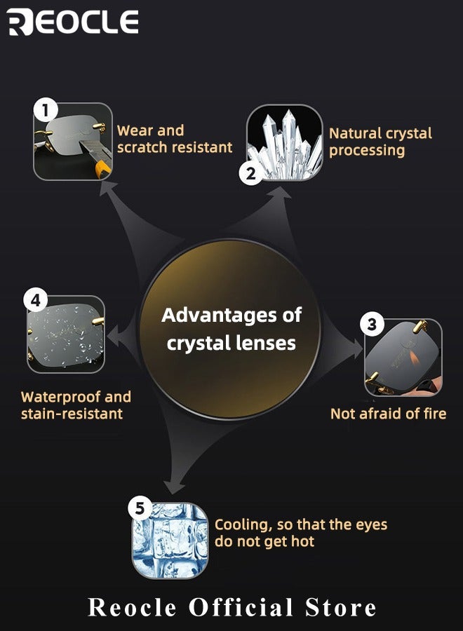 REOCLE Men's Polarized Square Sunglasses Lightweight Rectangular Durable Metal Frame with UV Protection Gold Rim Sunglasses for Fishing & Driving & Golf - Image 4