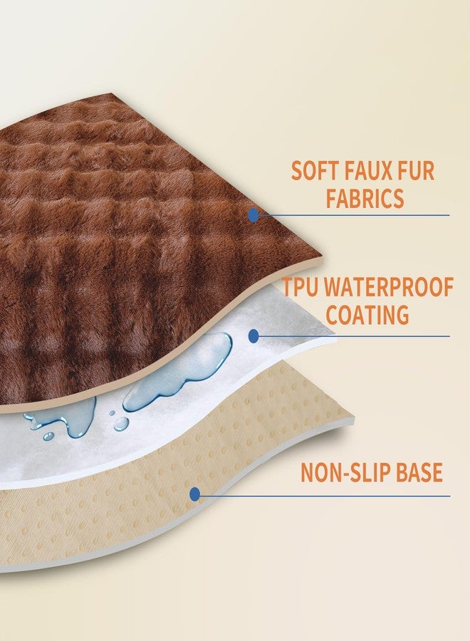 Hittun Waterproof Dog Bed Cover Non Slip Couch Covers for Dogs Washable Soft Faux Fur Sofa Cover Couch Covers for 3 Cushion Couch Sofa Pet Friendly (Brown) - Image 3