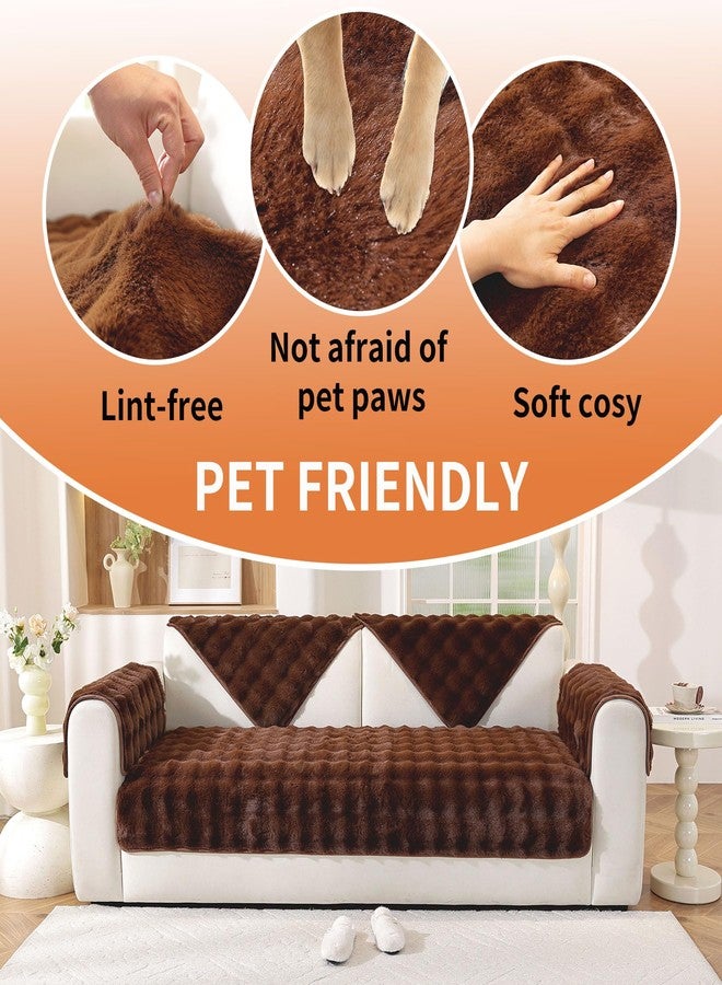 Hittun Waterproof Dog Bed Cover Non Slip Couch Covers for Dogs Washable Soft Faux Fur Sofa Cover Couch Covers for 3 Cushion Couch Sofa Pet Friendly (Brown) - Image 5
