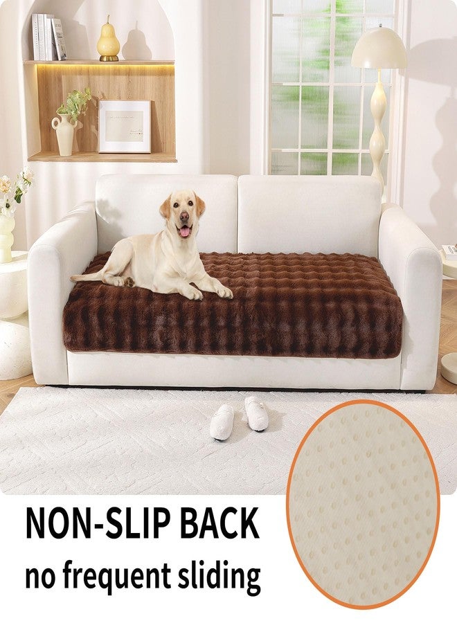 Hittun Waterproof Dog Bed Cover Non Slip Couch Covers for Dogs Washable Soft Faux Fur Sofa Cover Couch Covers for 3 Cushion Couch Sofa Pet Friendly (Brown) - Image 2