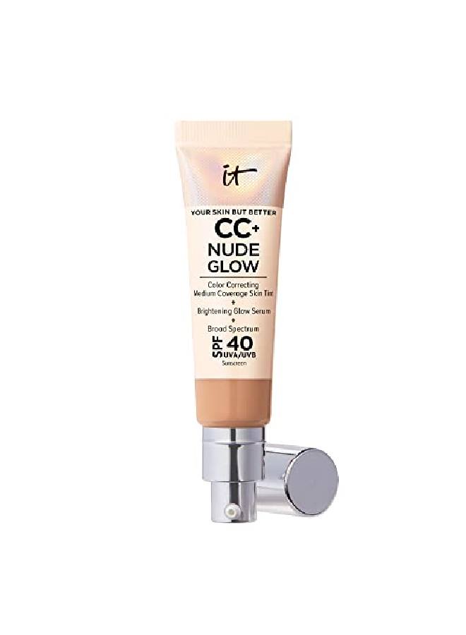 IT COSMETICS Cc+ Nude Glow Lightweight Foundation + Glow Serum With Spf 40 With Niacinamide Hyaluronic Acid & Green Tea Extract Medium Tan 1.08 Fl Oz  - Image 1