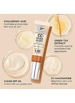 IT COSMETICS Cc+ Nude Glow Lightweight Foundation + Glow Serum With Spf 40 With Niacinamide Hyaluronic Acid & Green Tea Extract Medium Tan 1.08 Fl Oz  - Image 5