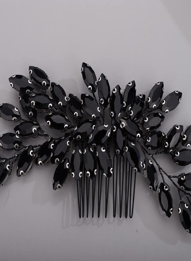 BERYUAN Black Crystal Hair Comb for Women, Black Gothic Hair Clip for Girls, Vintage Hair Comb for Wedding Pageant Prom Headpieces, Style 3 - Image 5
