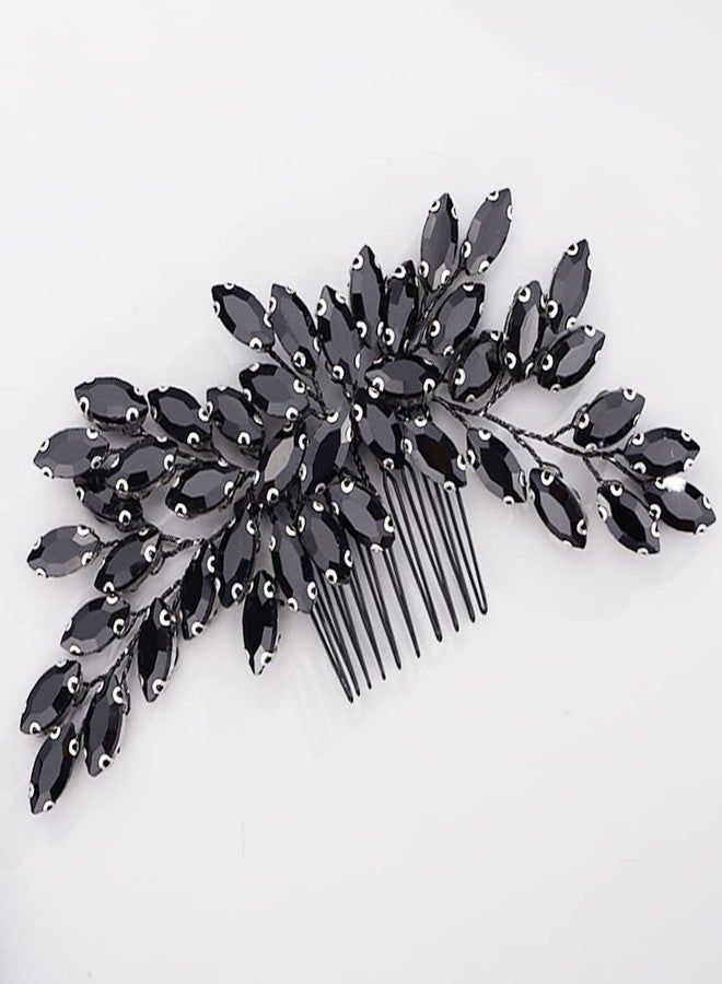 BERYUAN Black Crystal Hair Comb for Women, Black Gothic Hair Clip for Girls, Vintage Hair Comb for Wedding Pageant Prom Headpieces, Style 3 - Image 1