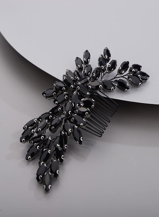 BERYUAN Black Crystal Hair Comb for Women, Black Gothic Hair Clip for Girls, Vintage Hair Comb for Wedding Pageant Prom Headpieces, Style 3 - Image 4
