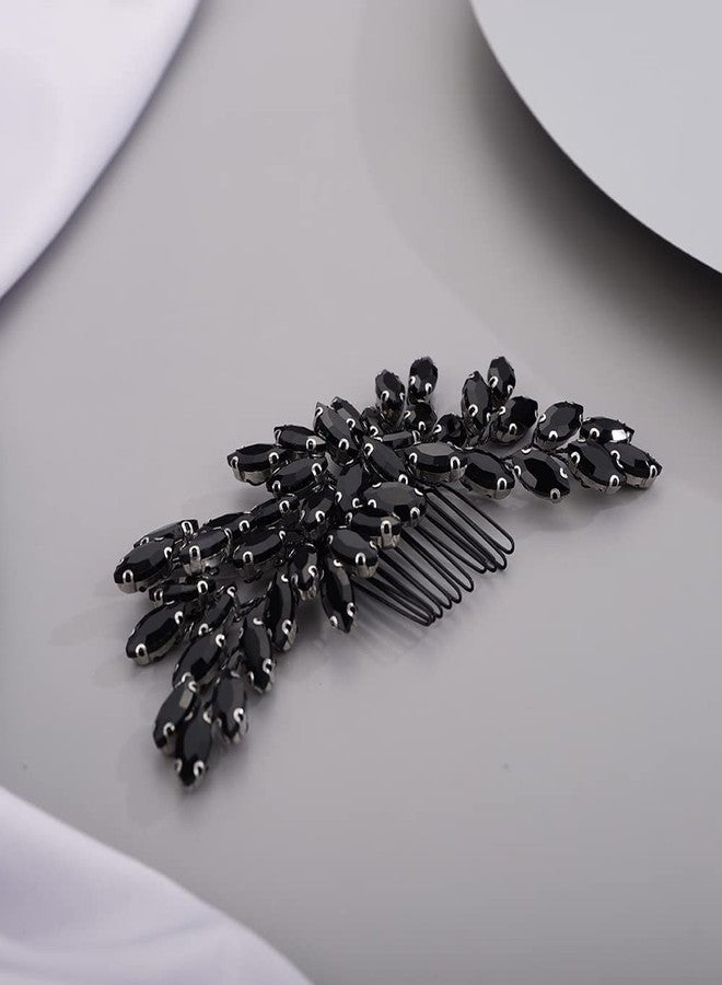 BERYUAN Black Crystal Hair Comb for Women, Black Gothic Hair Clip for Girls, Vintage Hair Comb for Wedding Pageant Prom Headpieces, Style 3 - Image 3