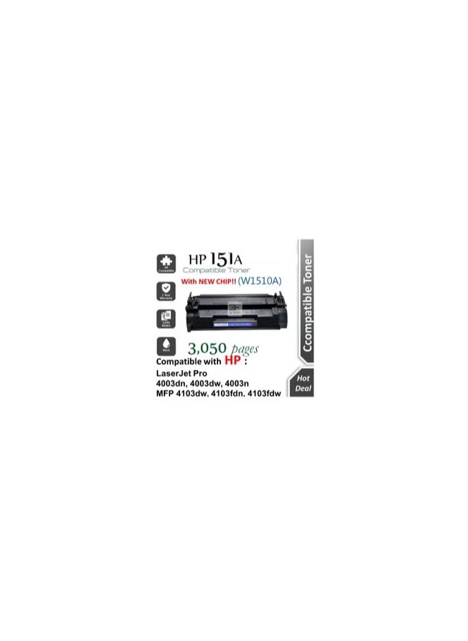 151A W1510A Compatible Toner Cartridge with Chip Replacement for HP 151A W1510A Toner Cartridge Compatible For 4003 MFP 4103DW Printer