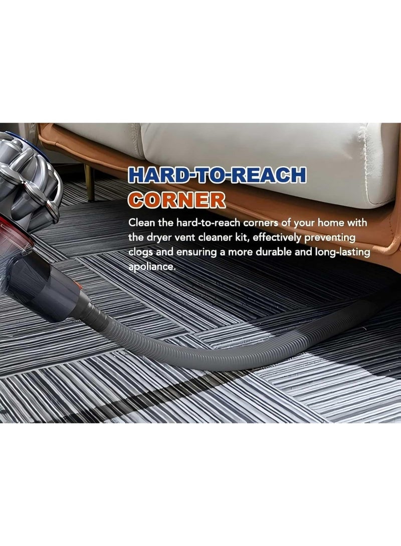 Dryer Vent Cleaner Kit Compatible with Dyson Dryer Lint Vacuum Hose Attachment Removes Deep Lint Adapter Compatible with Dyson V7 V8 V10 V11 V15 etc Cordless Vacuum Cleaner, Grey - Image 5