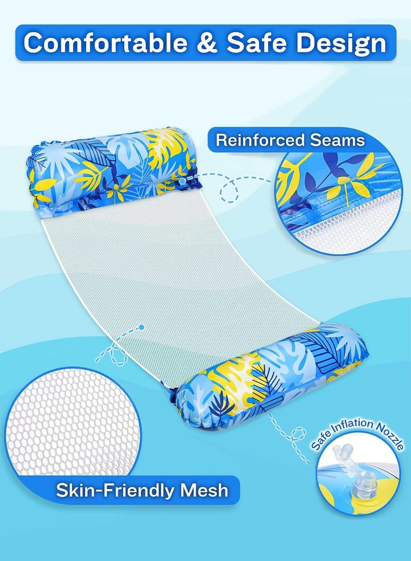 Chillspace 2 Pack Pool Floats with Air Pumps, Inflatable Pool Floaty, 4-in-1 Swimming Inflatable Pool Floating Bed, Hammock for Swimming Pool, Thick - Image 2