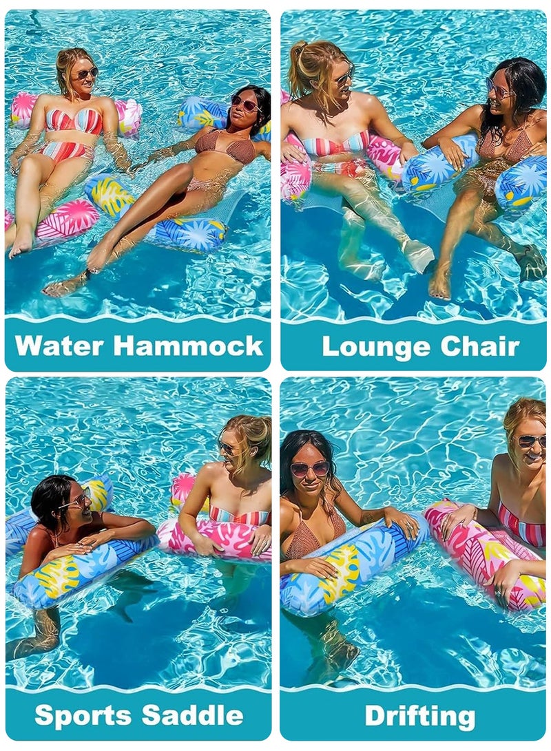 Chillspace 2 Pack Pool Floats with Air Pumps, Inflatable Pool Floaty, 4-in-1 Swimming Inflatable Pool Floating Bed, Hammock for Swimming Pool, Thick - Image 5