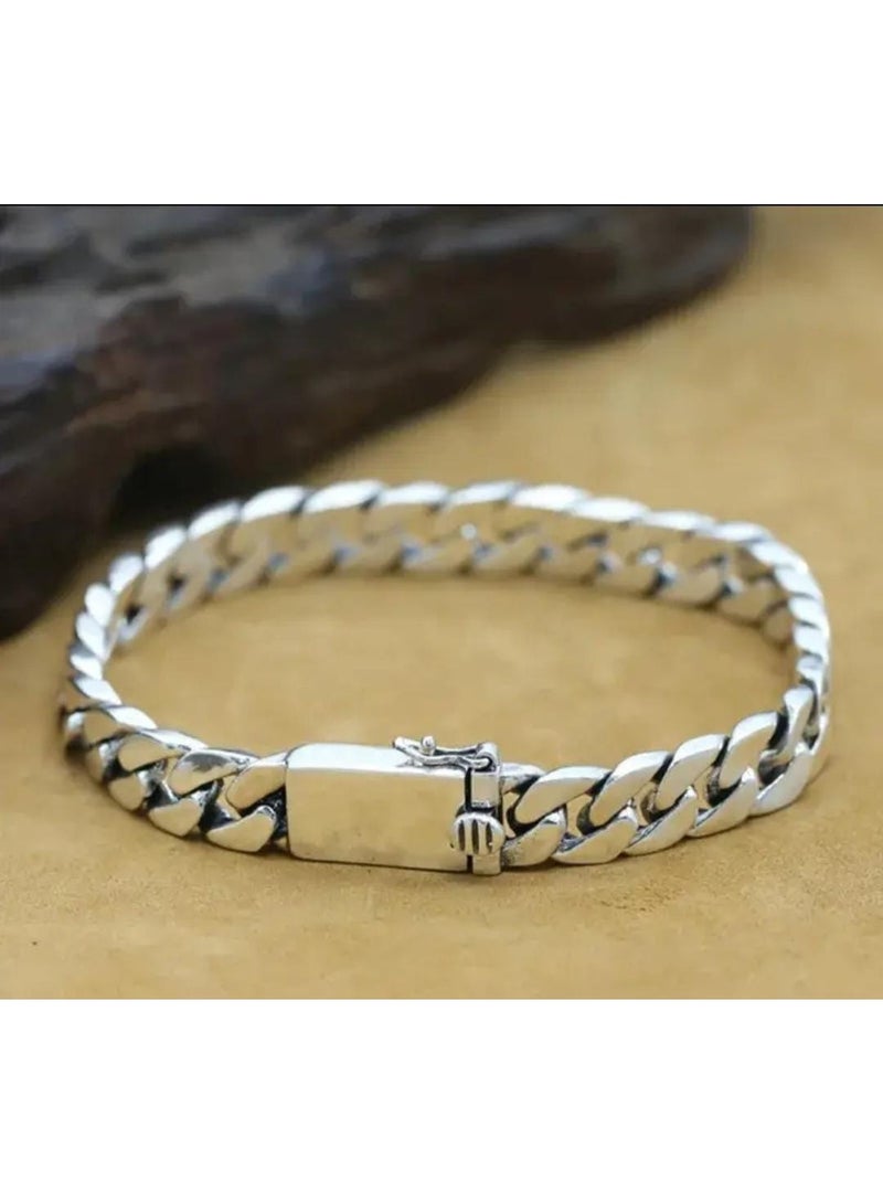 KRONFOL Factory  100% S925 Silvery Punk Bracelet,  S925 Silvery Women's Men's Gift - Image 2