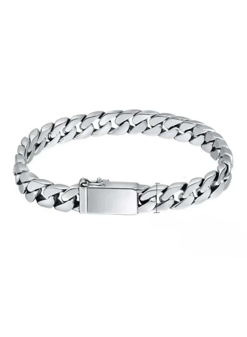 KRONFOL Factory  100% S925 Silvery Punk Bracelet,  S925 Silvery Women's Men's Gift - Image 3