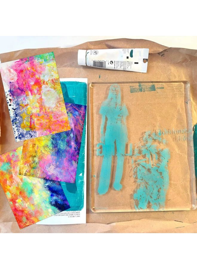 gocreate 9 x12 Inch Large Gel Printing Plate Gel Painting Plate Monoprinting Gel Block for Stamping, Cardmaking Printmaking with Stencils, 4 Scrappers - Image 4