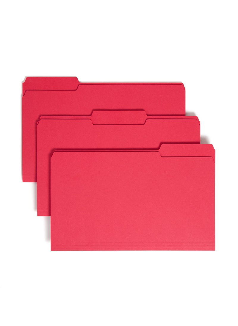 Smead Smead Colored File Folder, 1/3-Cut Tab, Legal Size, Red, 100 per Box (17743)  - Image 1