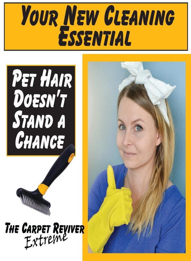 Johnny World Carpet Reviver Extreme - Dual-Action Brush with Metal Tines - Lifts Carpet Pile & Removes Pet Hair - Restore Rugs, Refresh High-Traffic Areas, Eliminate Embedded Fur - Essential Carpet Grooming Tool - Image 4