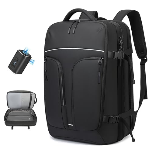 TANGCORLE Vacuum Compression Backpack for Travel 50L Expandable Backpack with Pump 17 inch Laptop Backpack Luggage Flight Approved with Vacuum Compression System - Image 1