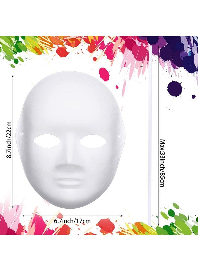 Aoriher Diy Full Face Masks White Craft Masks Plain Paper Mache Mask Blank Paintable Art Masks For Women Masquerade Halloween(50 Pieces) - Image 2