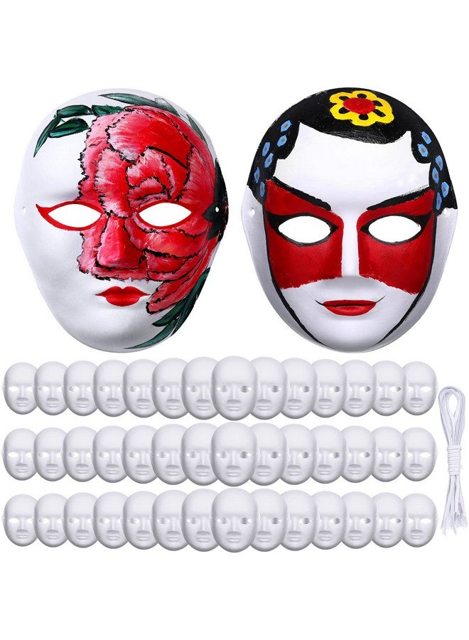 Aoriher Diy Full Face Masks White Craft Masks Plain Paper Mache Mask Blank Paintable Art Masks For Women Masquerade Halloween(50 Pieces) - Image 1