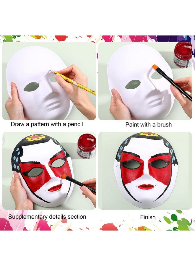 Aoriher Diy Full Face Masks White Craft Masks Plain Paper Mache Mask Blank Paintable Art Masks For Women Masquerade Halloween(50 Pieces) - Image 4