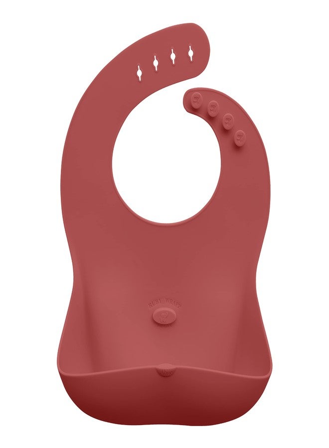 Abiie Ruby Wrapp Silicone Bibs for Babies - Waterproof Bib Made with Stain Resistant Material - Front Pocket for Catching Food - Silicone Toddler Bibs (Terra Cotta) - Image 1