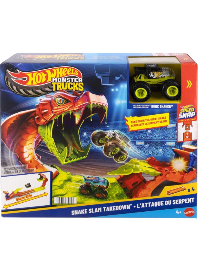 Hot Wheels Monster Trucks Snake Slam Takedown Playset - Image 1