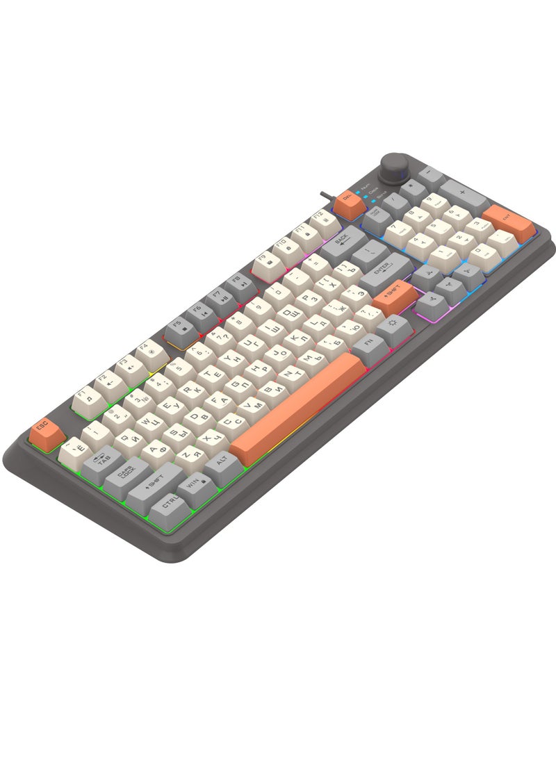 XUNFOX 94-Key Wired Keyboard - Membrane Keyboard - Gaming Keyboard - Office Keyboard - Built-in Volume Adjustment Knob - RGB Light Effect - Computer Keyboard - Image 2