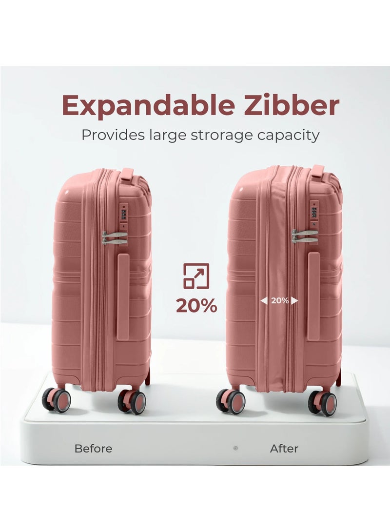 اي ديد مجموعة حقائب سفر قابلة للتوسيع وغير قابلة للكسر مكونة من 3 قطع مع قفل TSA، مجموعة حقائب سفر مصنوعة من مادة البولي بروبلين مع عجلات دوارة للرجال والنساء, بألضافة الي ثلاثة اغطية من مادة PVC - Image 3