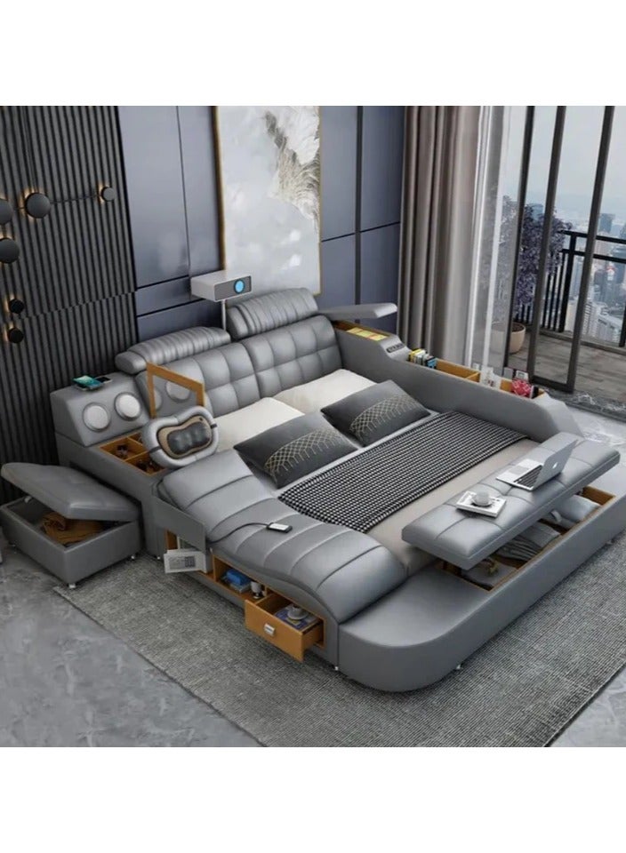 AWD Smart Bed Provided with Projector, Wireless Charging, Bluetooth Speaker, Stool, Small Dressing Table, Safe Box, Side Cabinet and Massage for Back and Neck. King Size Smart Bed. - Image 1