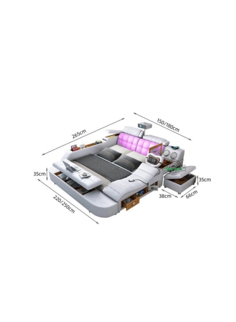 AWD Smart Bed Provided with Projector, Wireless Charging, Bluetooth Speaker, Stool, Small Dressing Table, Safe Box, Side Cabinet and Massage for Back and Neck. King Size Smart Bed. - Image 2