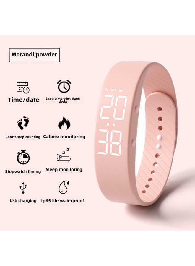 Student Smart Sports Bracelet Simple Fashion Multifunctional Alarm Clock Waterproof Electronic Watch For Men And Women Junior High School And High School Students-Color:Light Pink [life Waterproof + Sports Timing Step Counting]  - Image 2