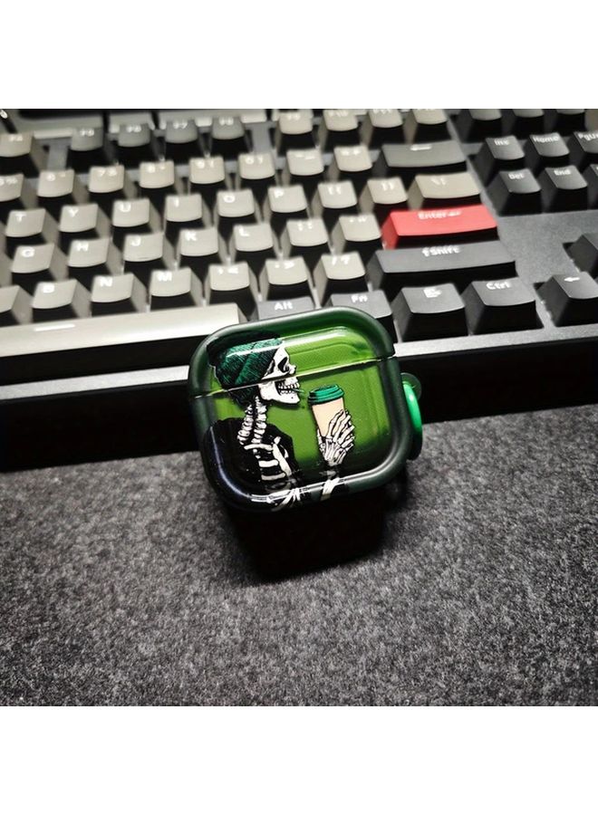 Green Skull Hat 3D Frame Case For Airpods Pro2 Halloween Creative Transparent - Image 3